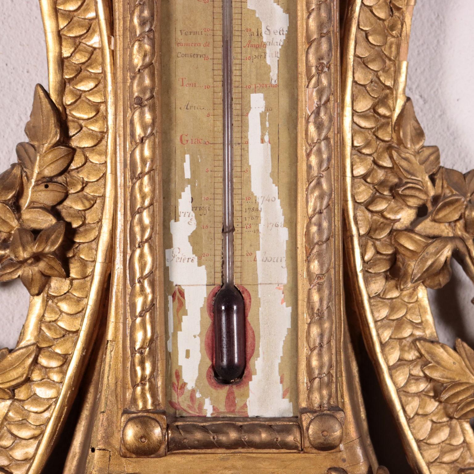 Wooden Barometer Italy 18th Century Fiorone Manufacture 1