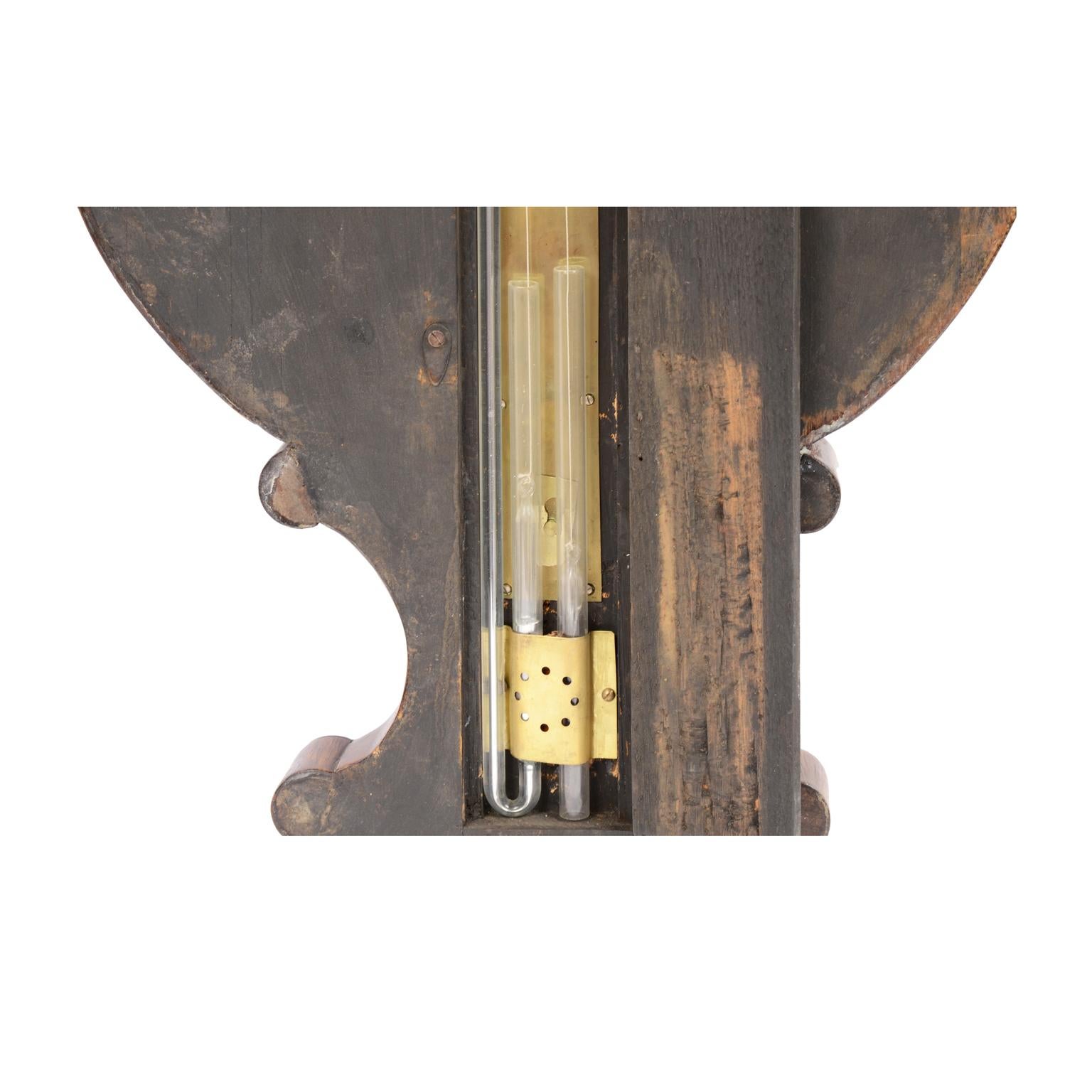 19th Century Wooden Barometer Signed Burlinson Ripon Antique Instrument Weather  For Sale 5