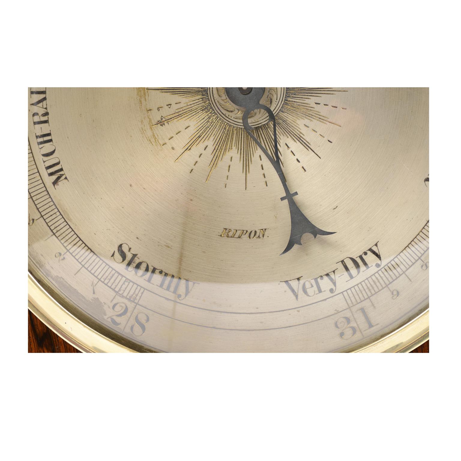 19th Century Wooden Barometer Signed Burlinson Ripon Antique Instrument Weather  For Sale 7