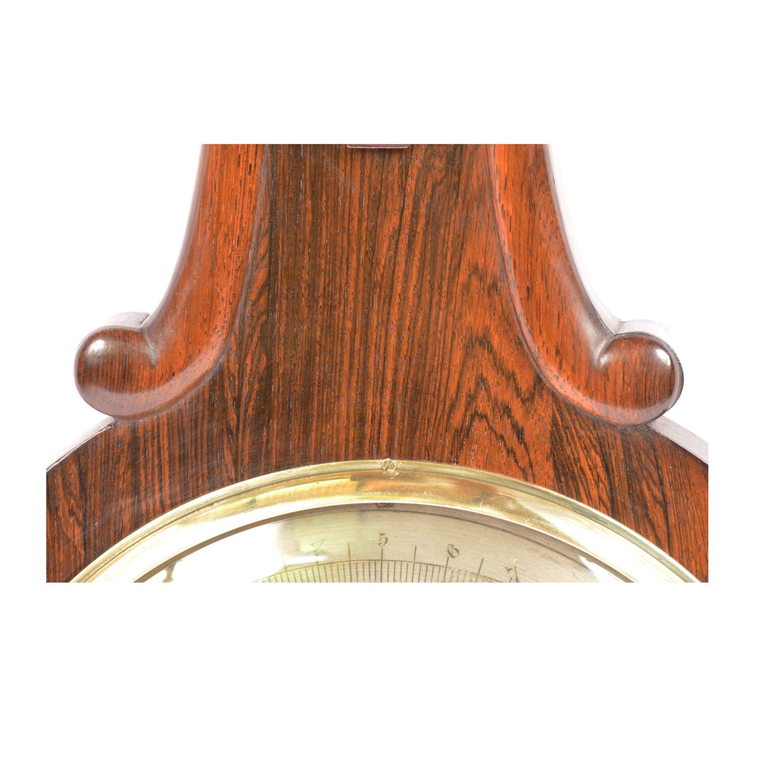 Britannique Baromètre en bois signé Burlinson Ripon Antique Instrument Weather du 19ème siècle  en vente