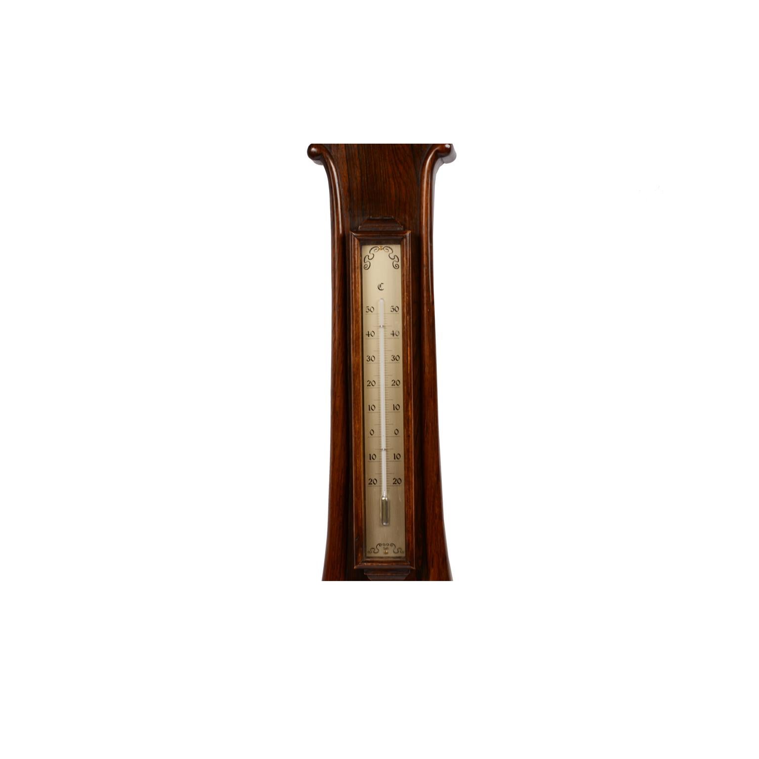 Milieu du XIXe siècle Baromètre en bois signé Burlinson Ripon Antique Instrument Weather du 19ème siècle  en vente