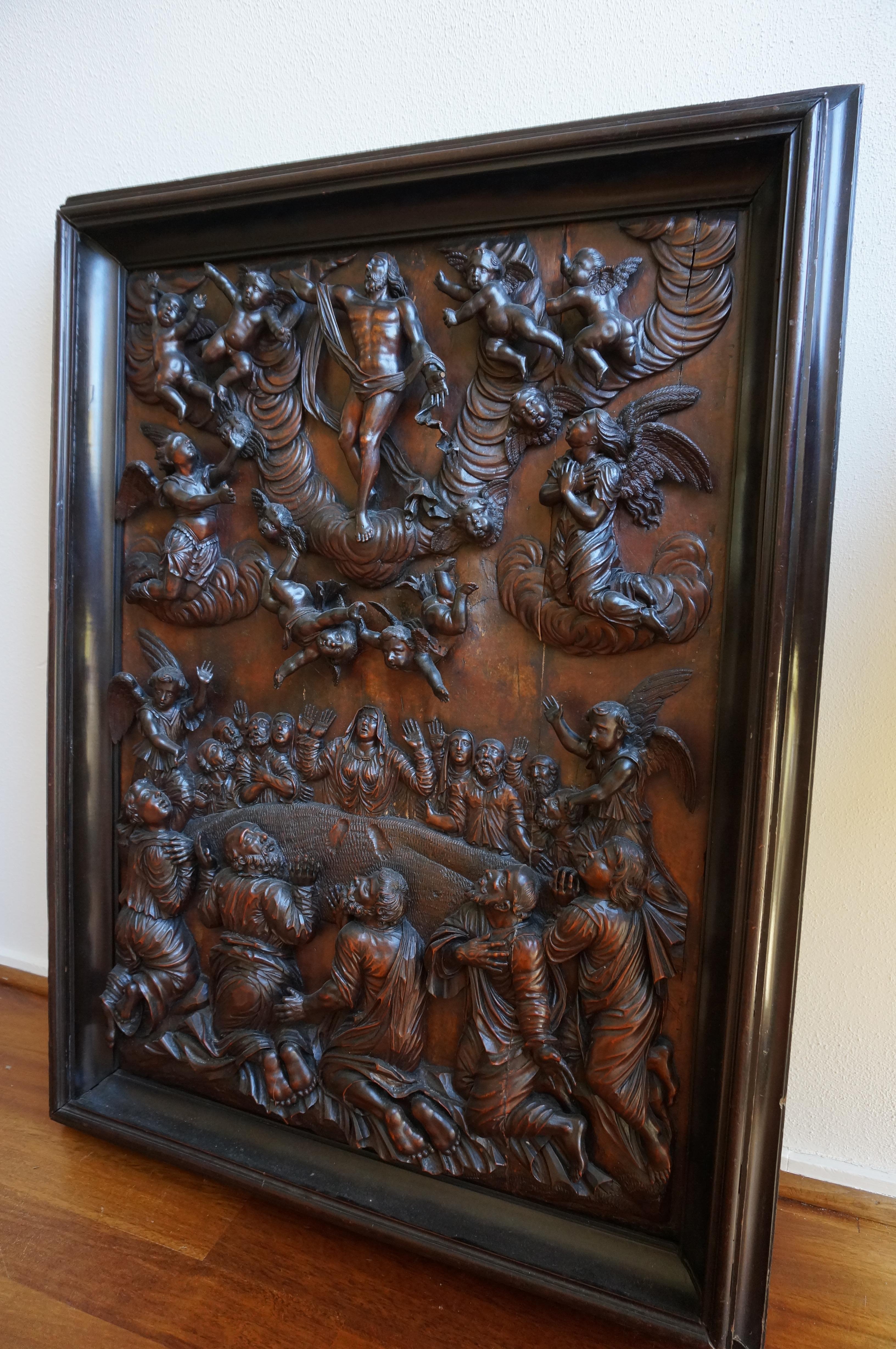 Wooden bas-relief depicting the Ascension of Christ, Circle of Cesar Bagar For Sale 6