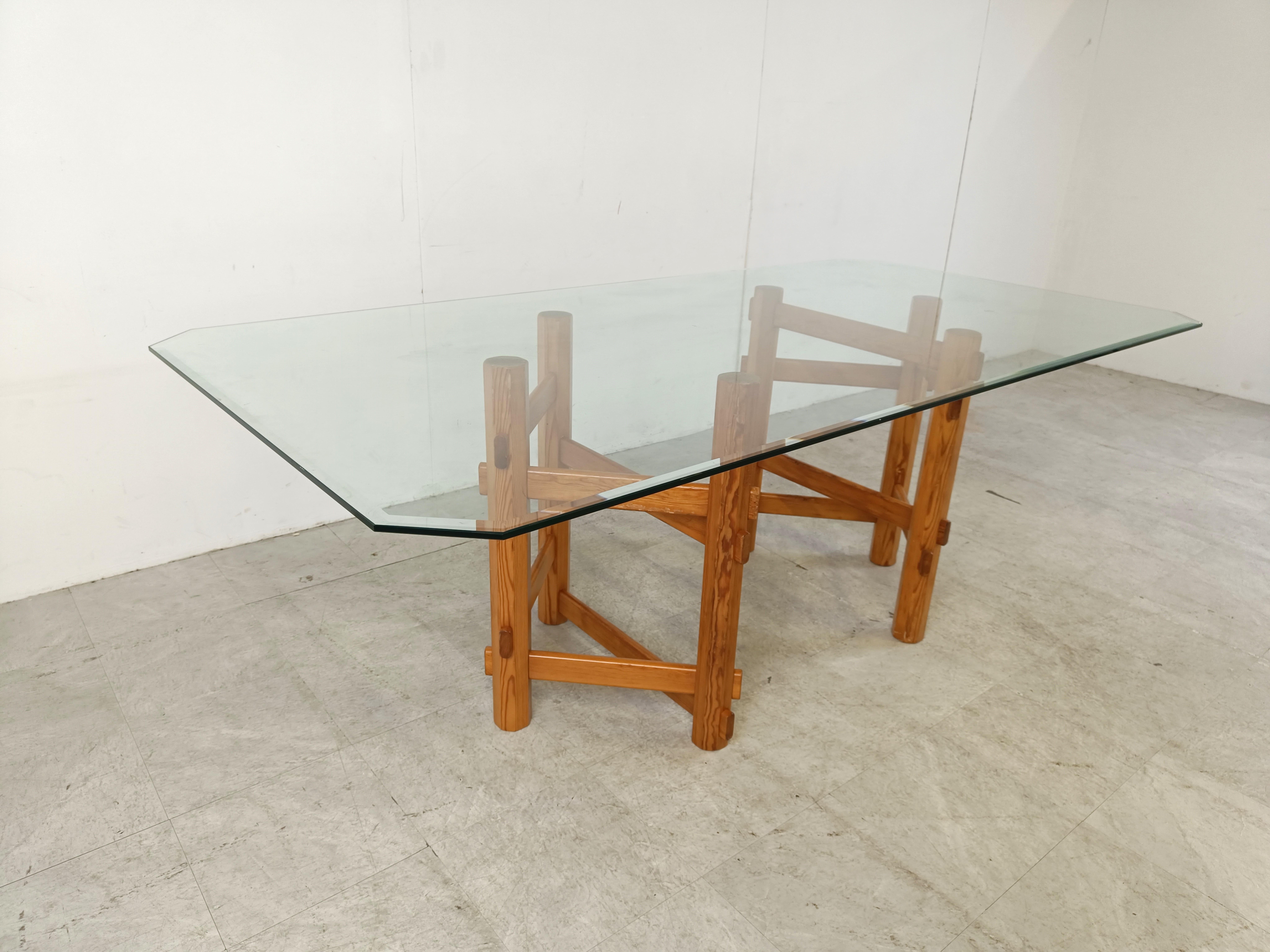 Wooden base dining table, 1980s 3