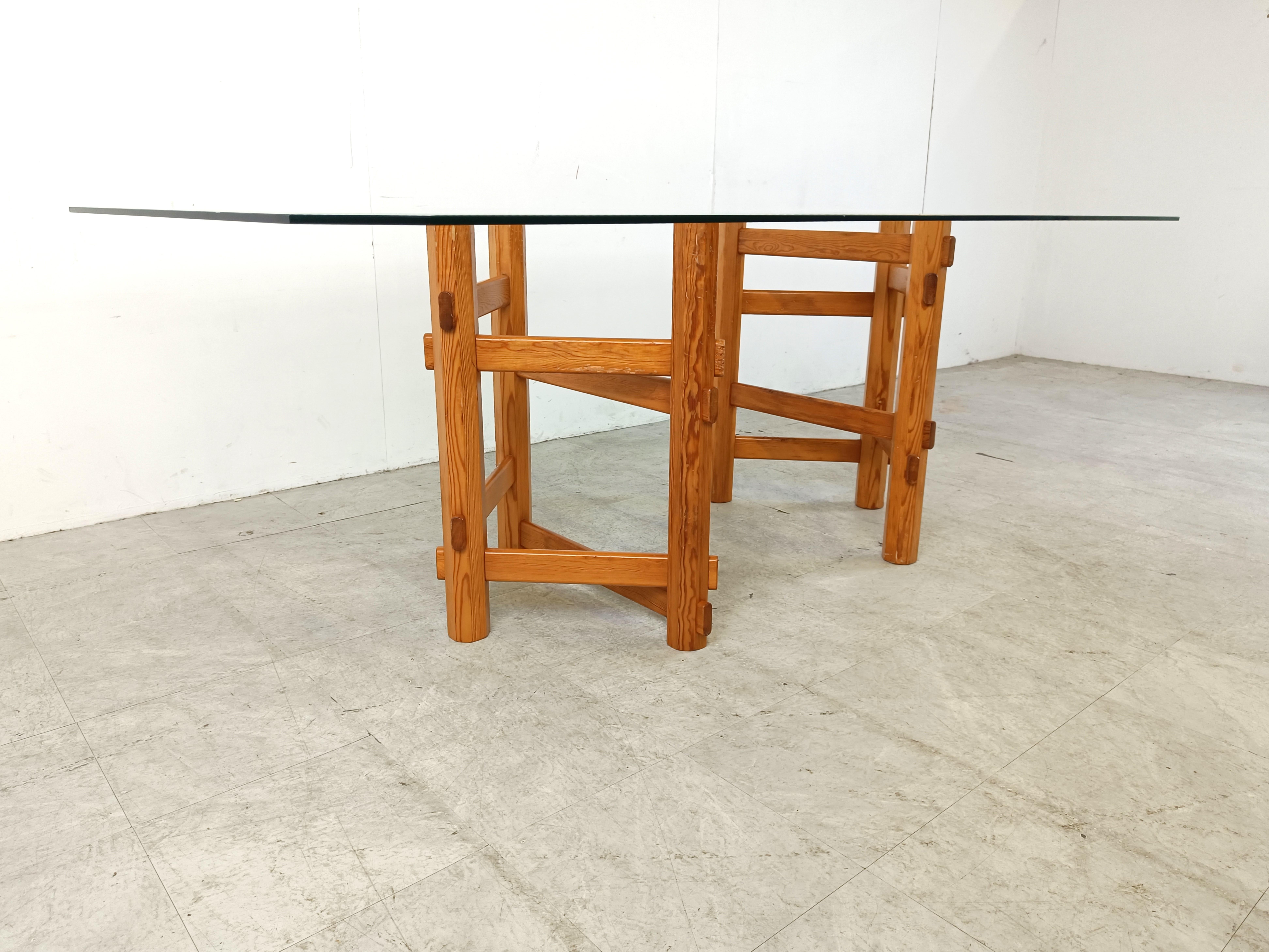 Late 20th Century Wooden base dining table, 1980s