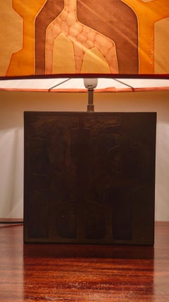 Lámpara con base de madera de los años 70, J. Blazy e Yves Maheux, Francia