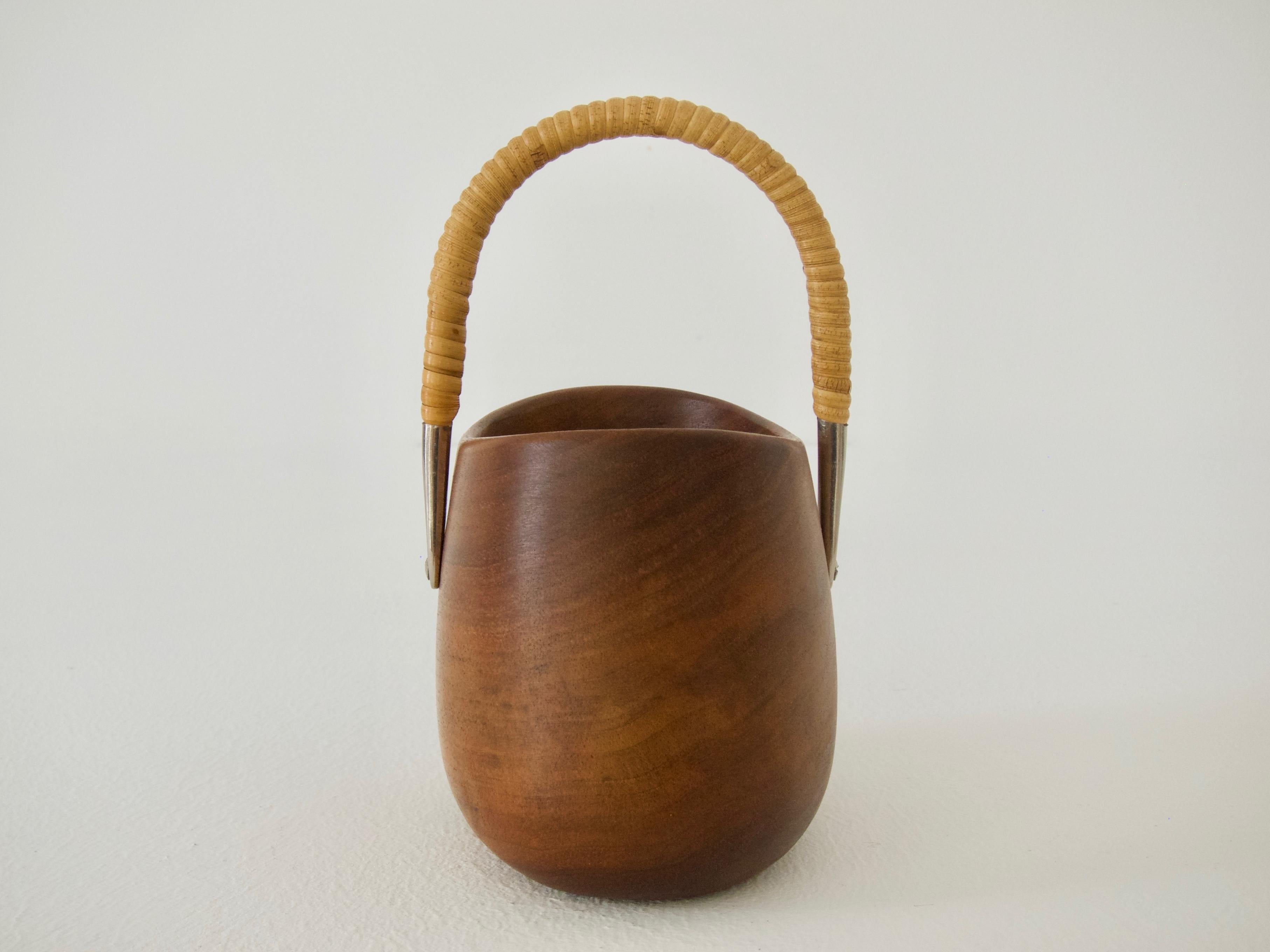 Brass Wooden Basket by Carl Auböck For Sale