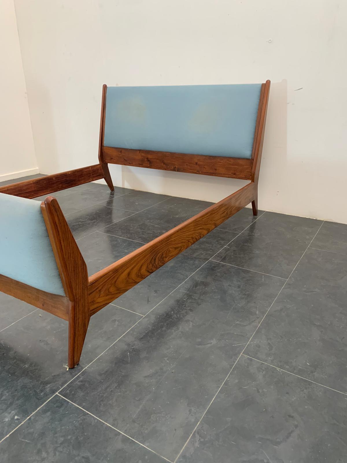 Mid-Century Modern Wooden Bed with Orthopedic Base by Ico & Luisa Parisi, 1960s For Sale