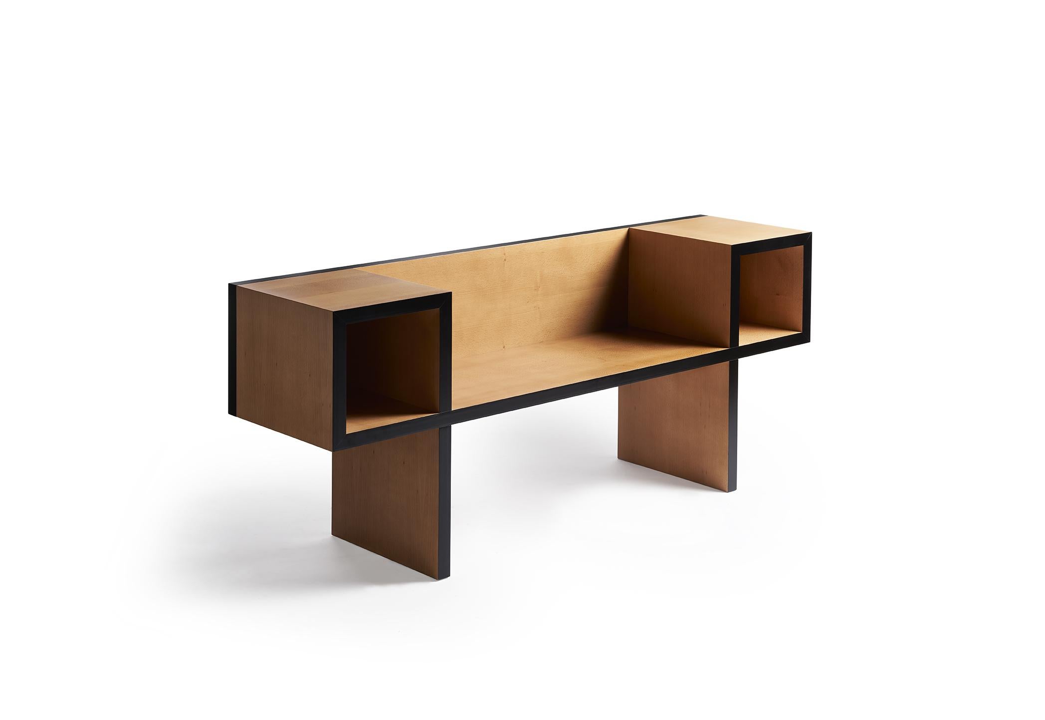 Modern Wooden Bench Canton Model by Franco Raggi for Poltronova, Italy For Sale