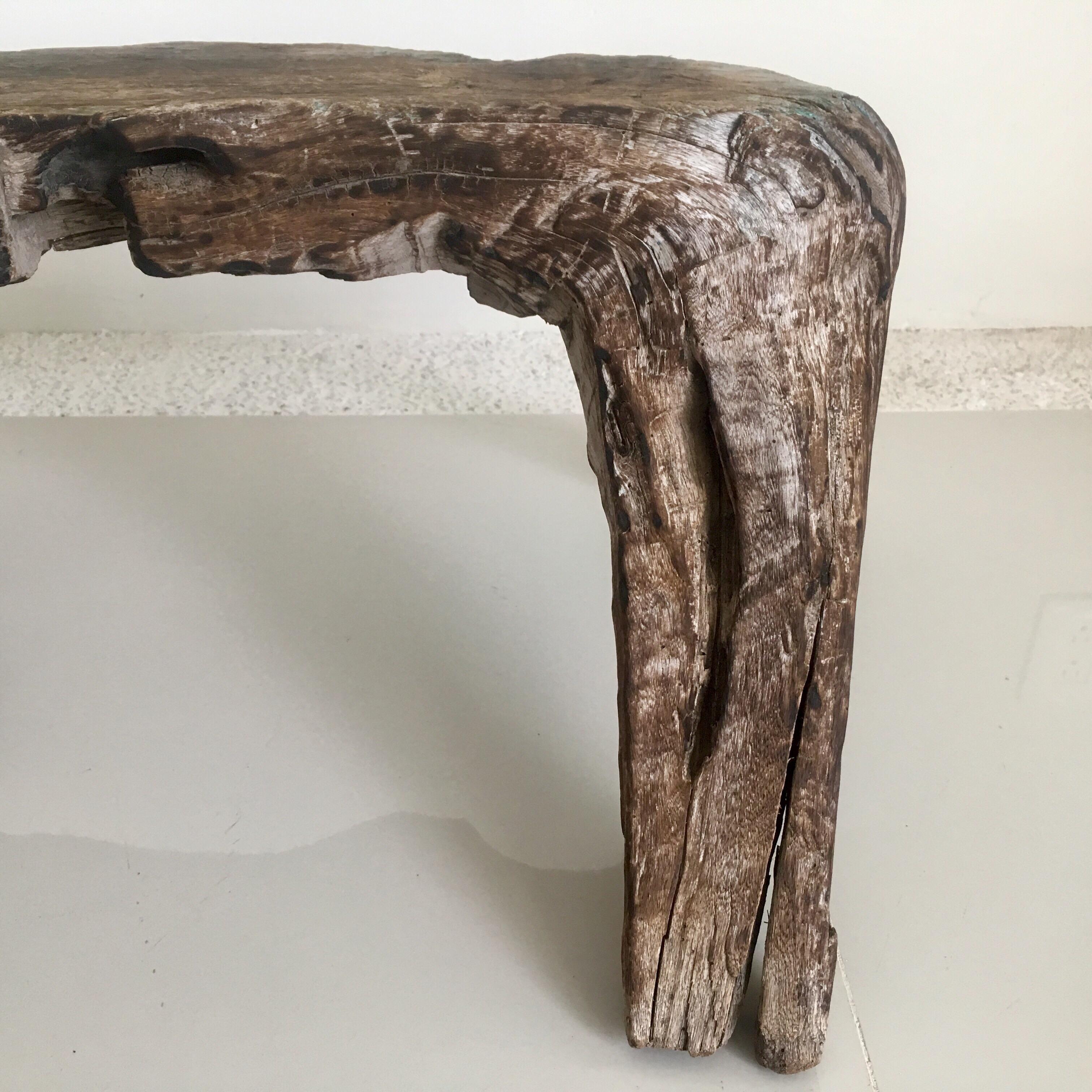 Wooden Bench Carved from One Piece of Mesquite 3