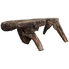 Wooden Bench Carved from One Piece of Mesquite