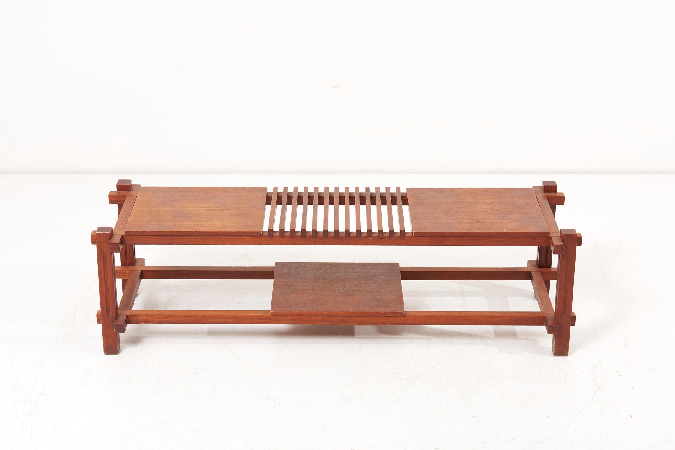 Mid-Century Modern Wooden Bench or Shelf, Italy, 1960s