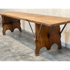 Wooden Bench with Wrought Iron Cross Braces, FR-1143