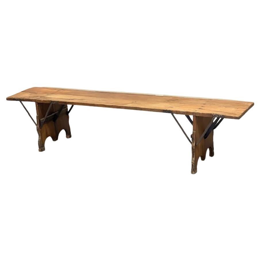 Wooden Bench with Wrought Iron Cross Braces, FR-1143