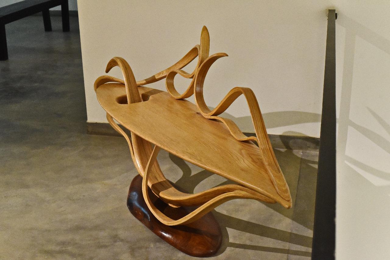 Organic Modern Wooden Bench, Wooden Chassis,  Chassis No. 1 - Fluentum Series For Sale