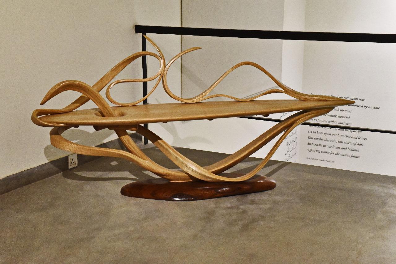 Contemporary Wooden Bench, Wooden Chassis,  Chassis No. 1 - Fluentum Series For Sale