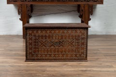 Wooden Blanket Chest from Madura with Geometrical Mother-of-Pearl Inlay