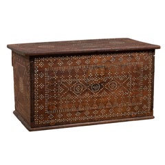 Wooden Blanket Chest from Madura with Geometrical Mother-of-Pearl Inlay