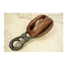 Wooden Block Complete with Steel Ring with Brass Pulley, 1860
