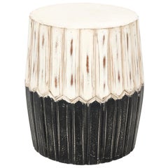 Wooden Blue and Cream Painted Stool