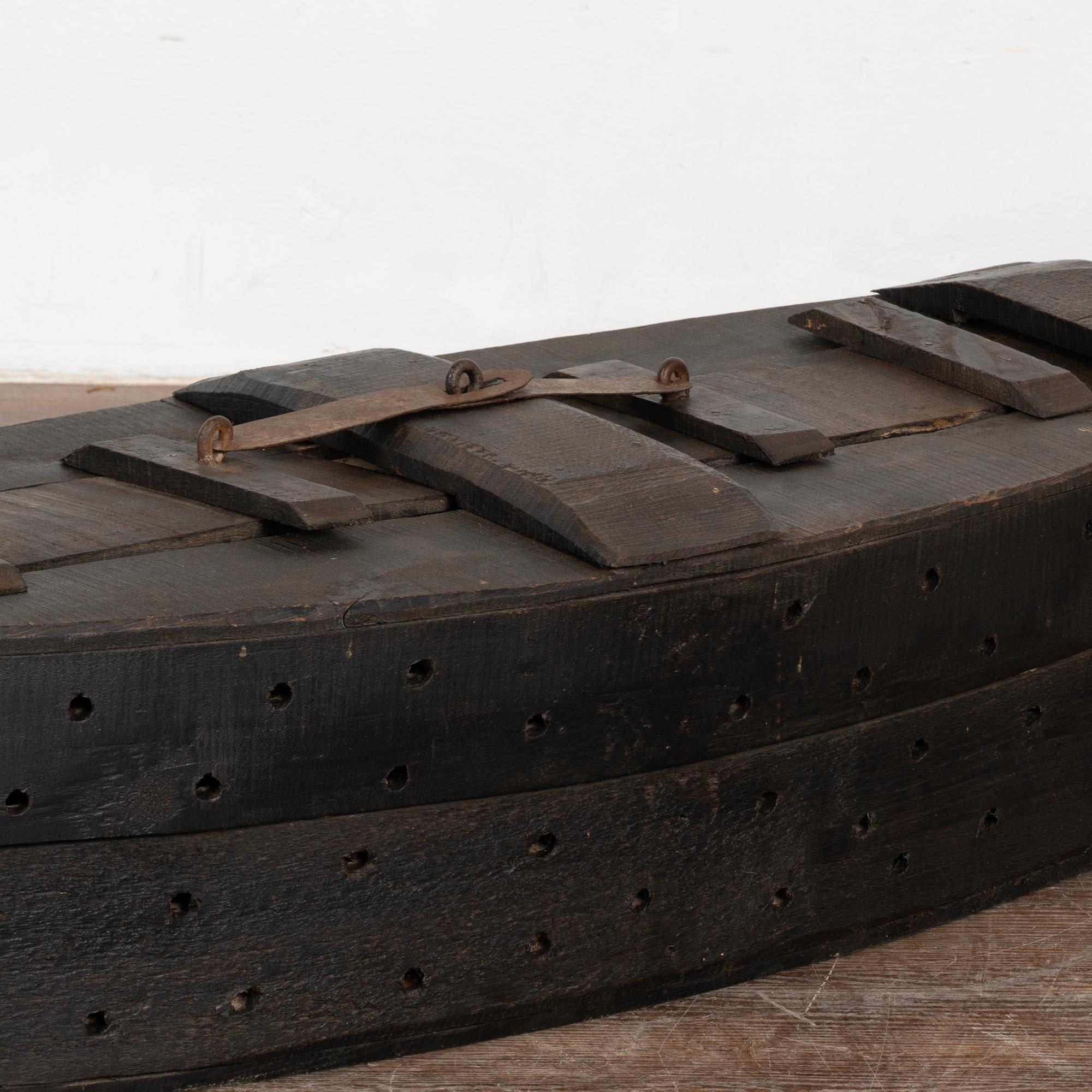 Wooden Boat Shaped Fishing Creel, Decorative Model Boat, Hungary circa 1920 For Sale 1