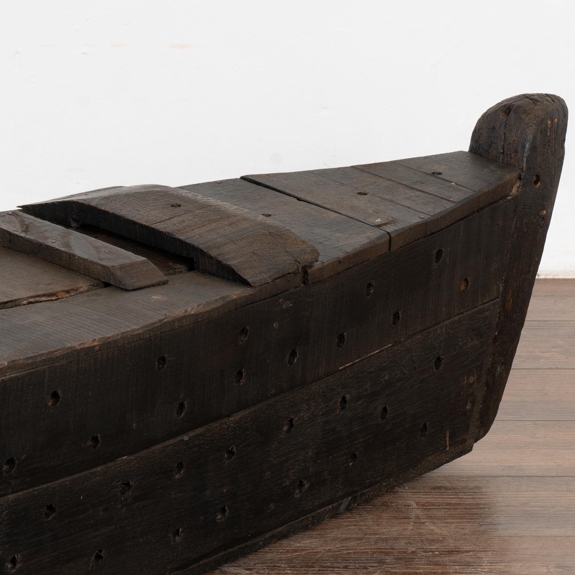 Wooden Boat Shaped Fishing Creel, Decorative Model Boat, Hungary circa 1920 For Sale 2