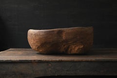 Wooden bowl carved from an old Japanese tree burl/Sculpture object/20th century