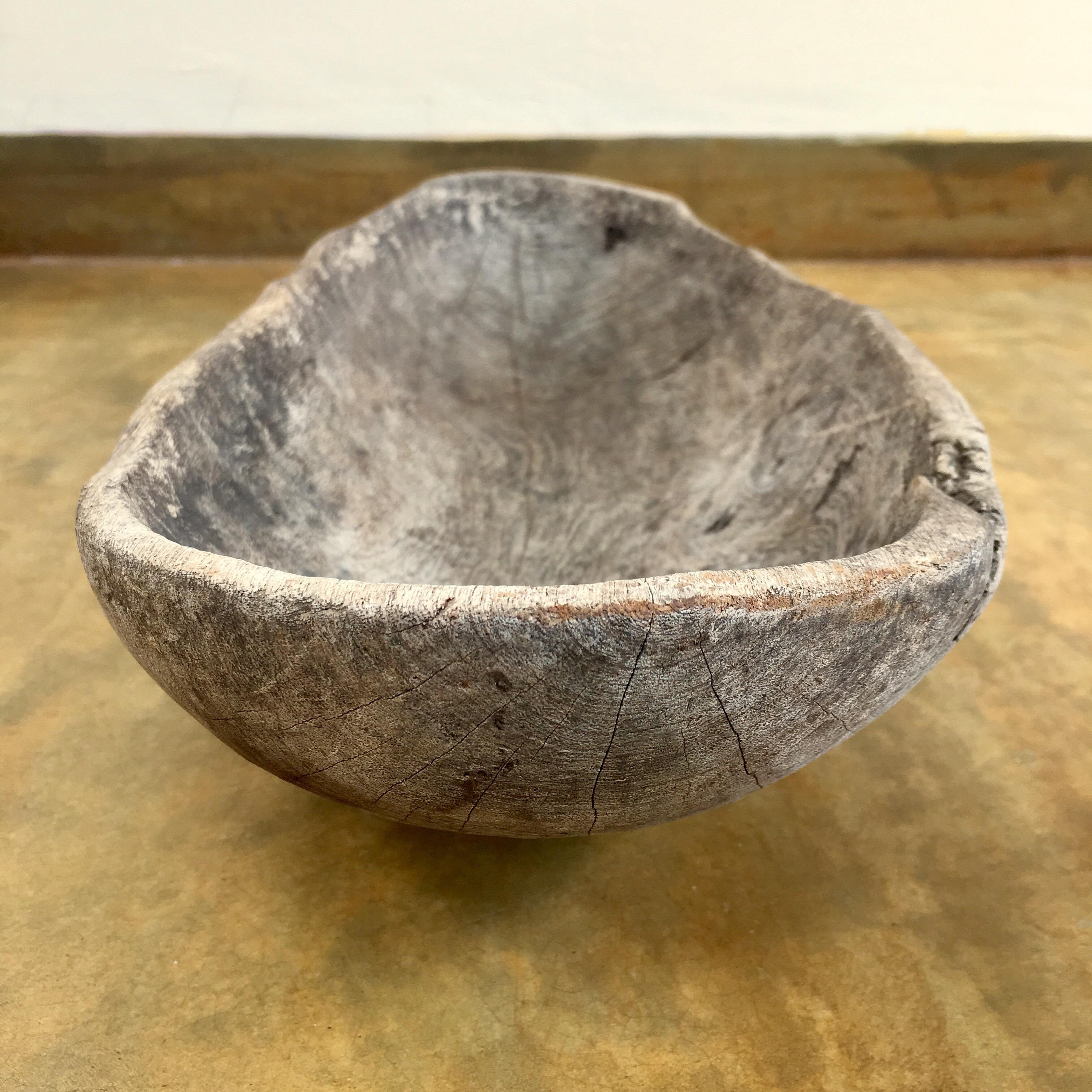 Hand-carved wooden bowl from Guanajuato. Vintage mini bowl trough used to hold grated corn.