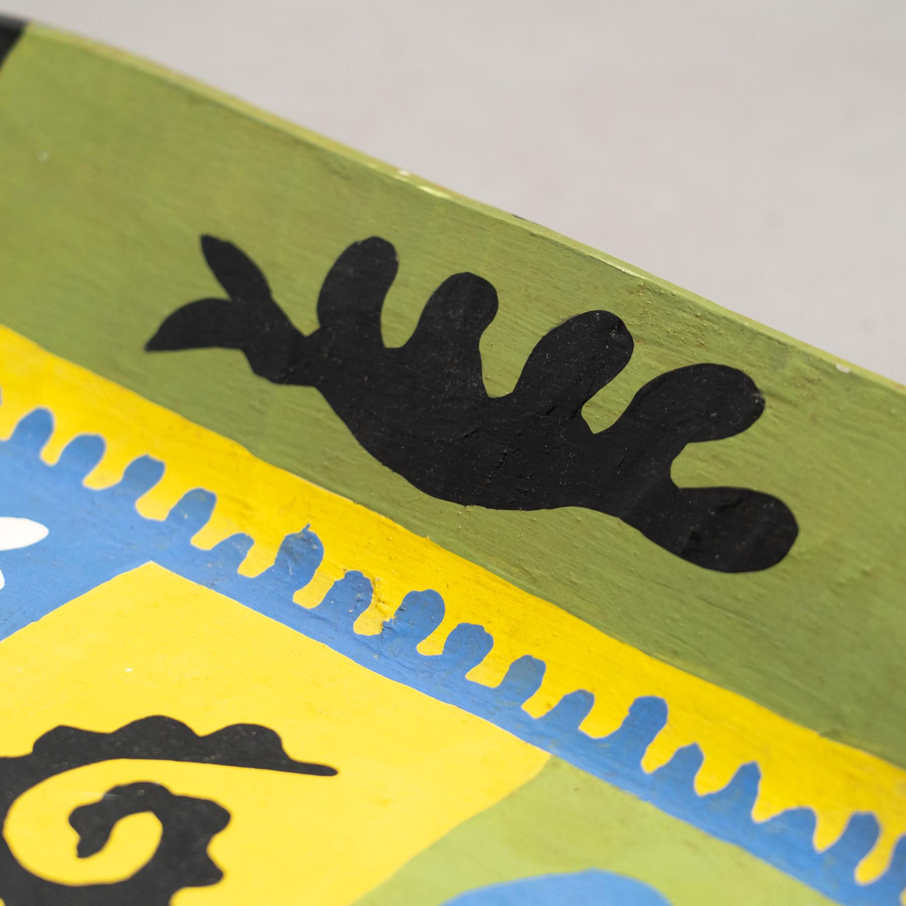 Cuenco de madera pintado al estilo de Matisse - Años 90 en venta 3