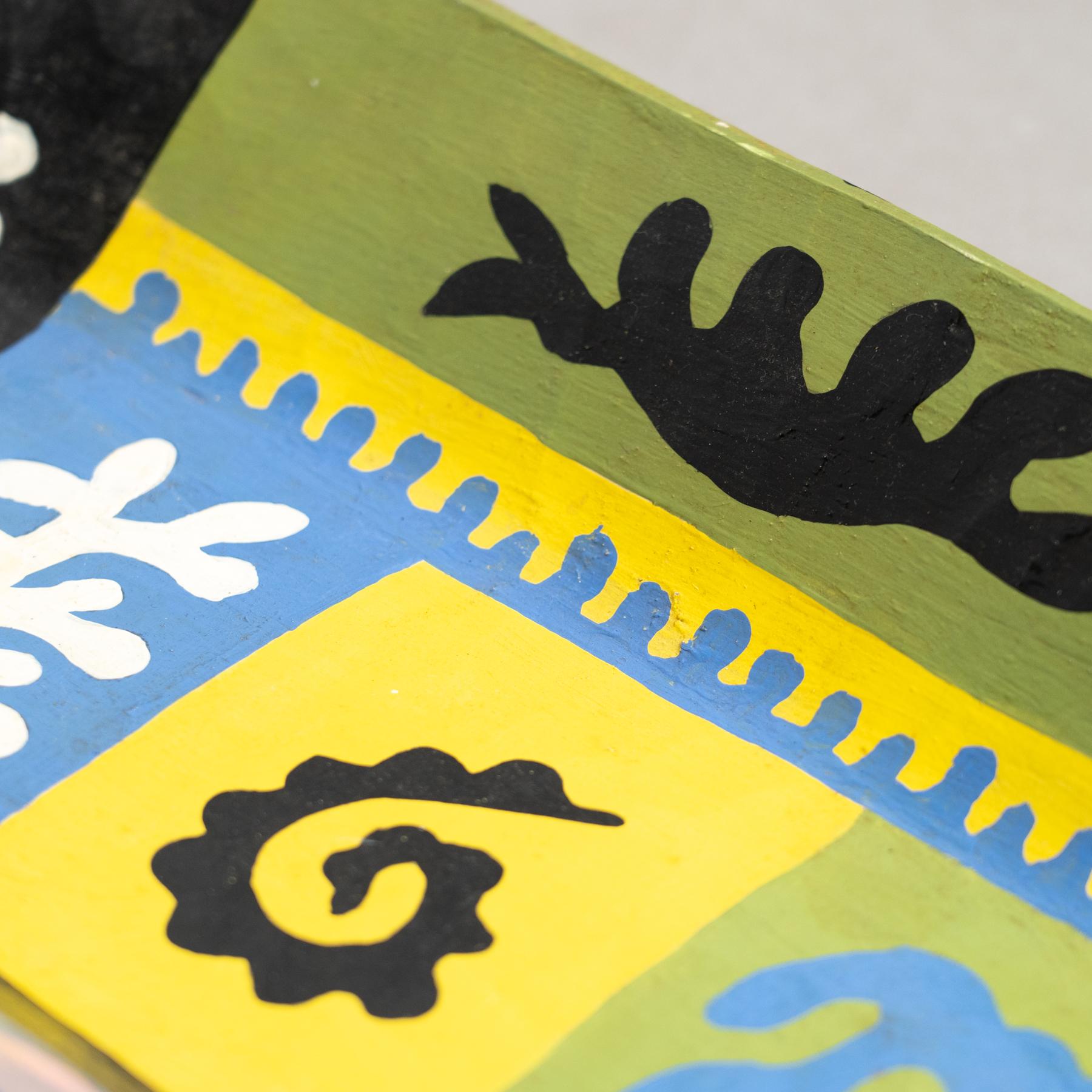 Cuenco de madera pintado al estilo de Matisse - Años 90 en venta 4