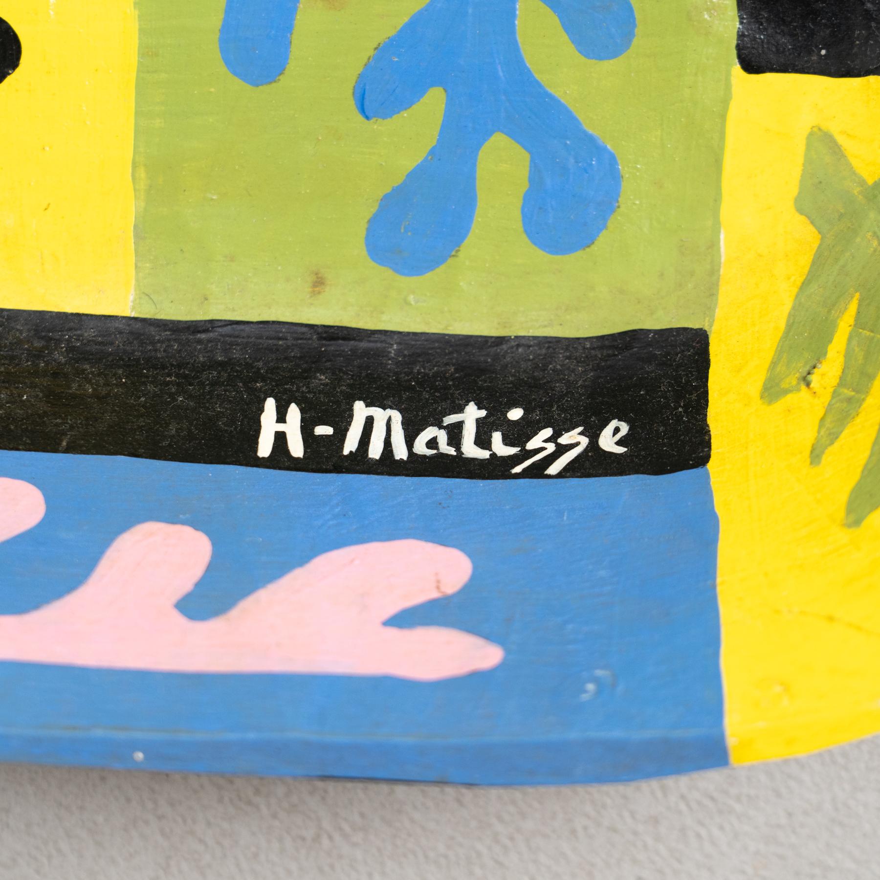 Cuenco de madera pintado al estilo de Matisse - Años 90 en venta 5