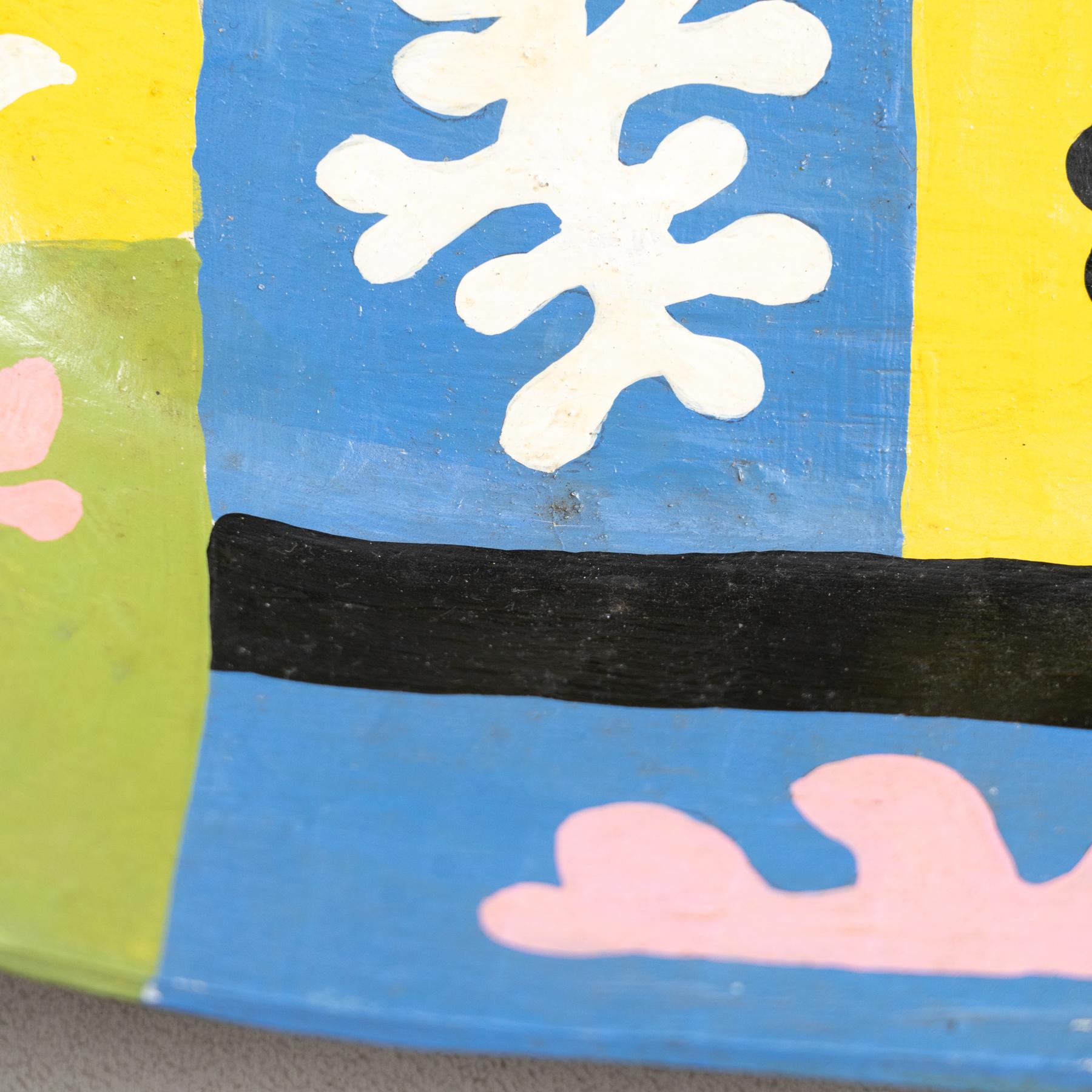 Cuenco de madera pintado al estilo de Matisse - Años 90 en venta 6