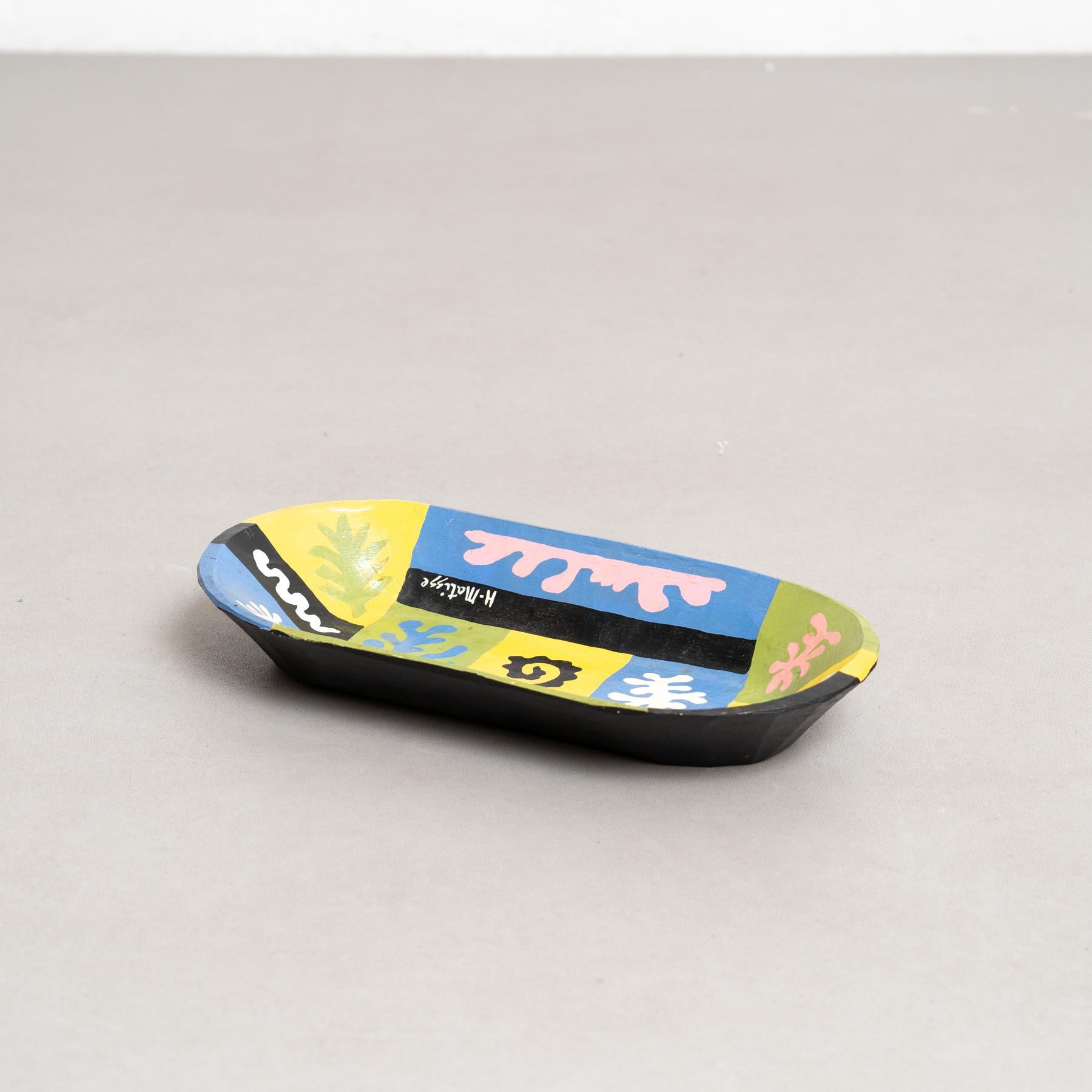 Cuenco de madera pintado al estilo de Matisse - Años 90 finales del siglo XX en venta