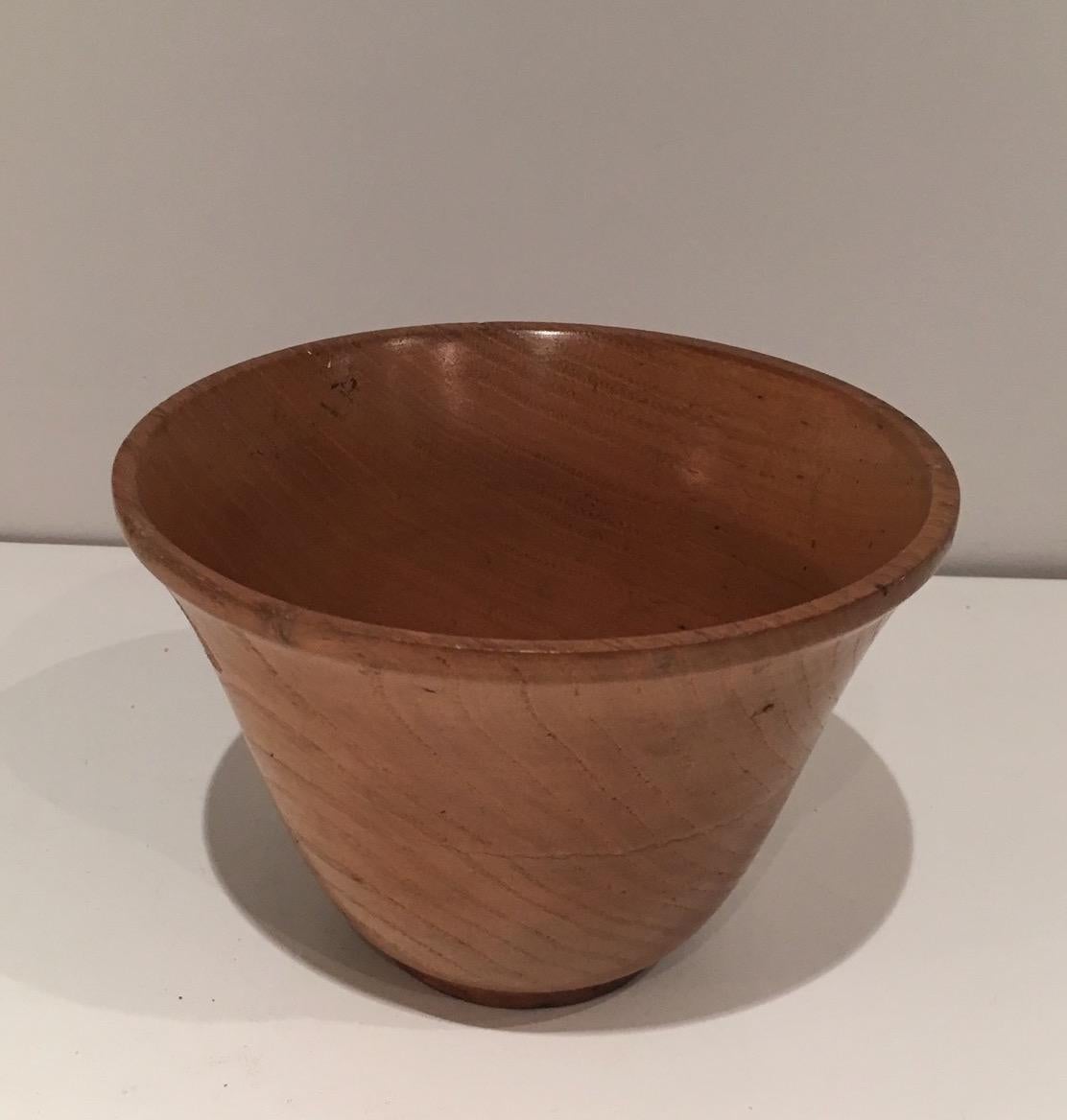 Mid-Century Modern Wooden Bowl. Stamped in the Paste. Circa 1970 For Sale
