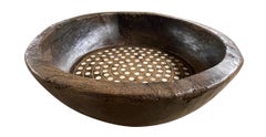 Wooden Bowl With Bone Inlay Of Bone Dots, India, Contemporary