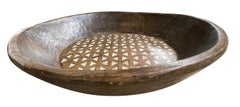 Wooden Bowl With Inlay Of Bone Triangles, India, Contemporary