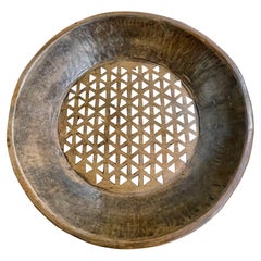 Wooden Bowl With Inlay Of Bone Triangles, India, Contemporary