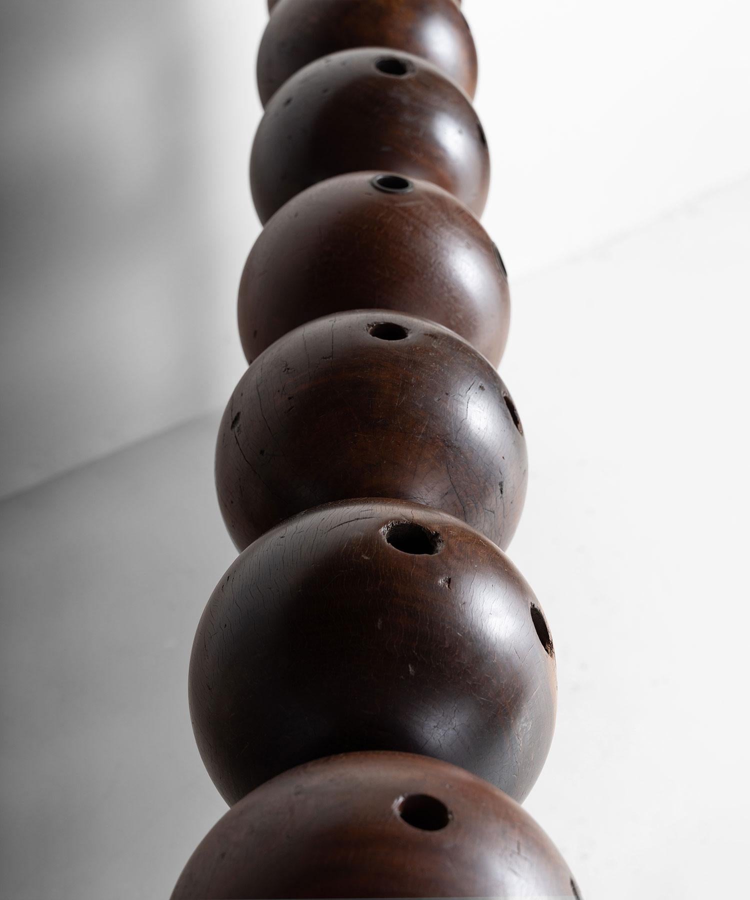 American Wooden Bowling Ball Rack and Balls