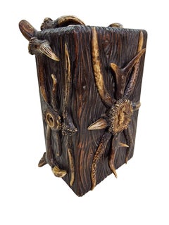 Holzkiste, Schatulle, geschnitztes Geweih, Tramp Art, 1880, Österreich/Schwarzwald Deutschland