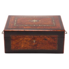 Wooden box with briar veneer and mother of pearl inserts, Italy 1850.