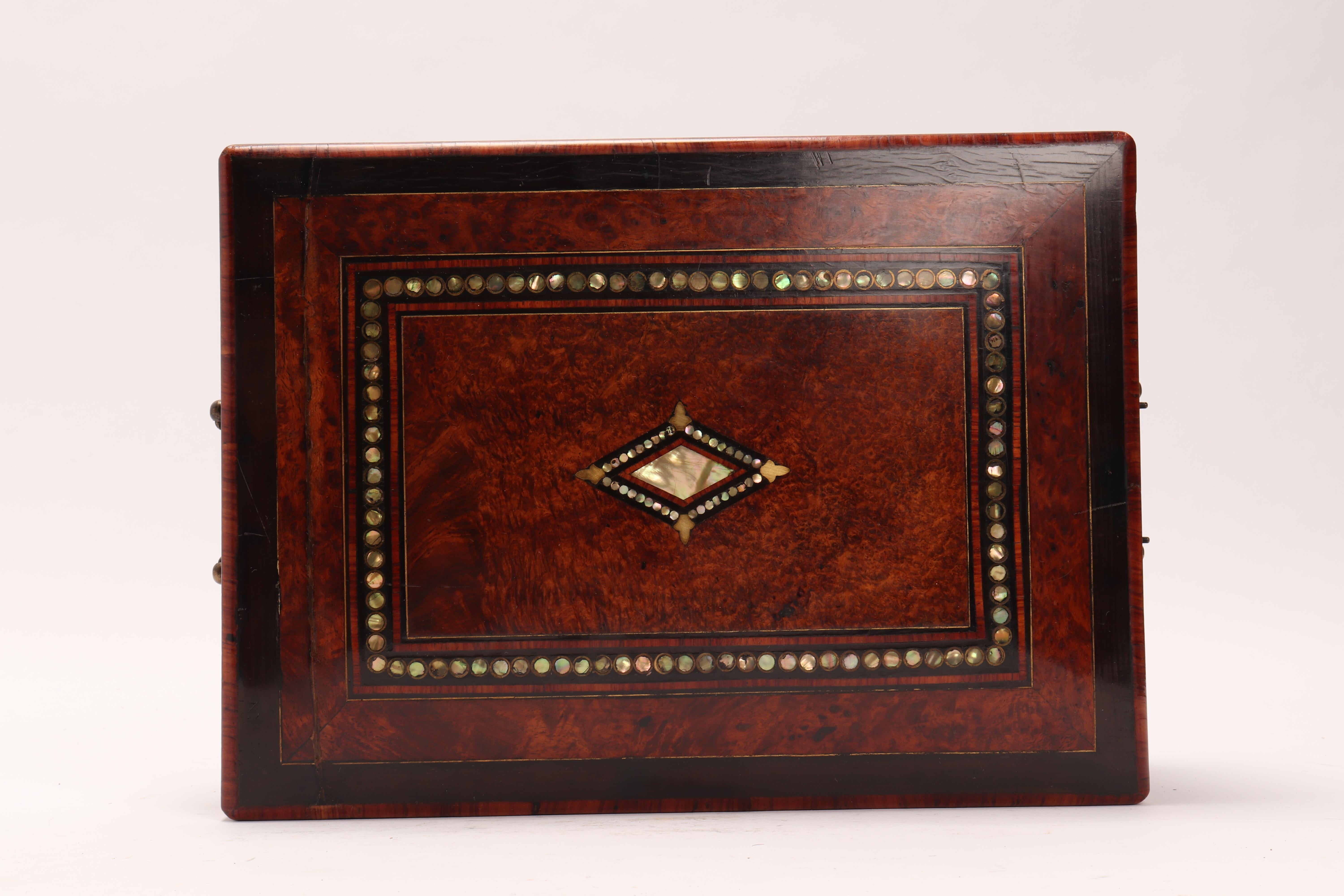 Italian Wooden Box with Briar Veneer, Italy, 1850 For Sale