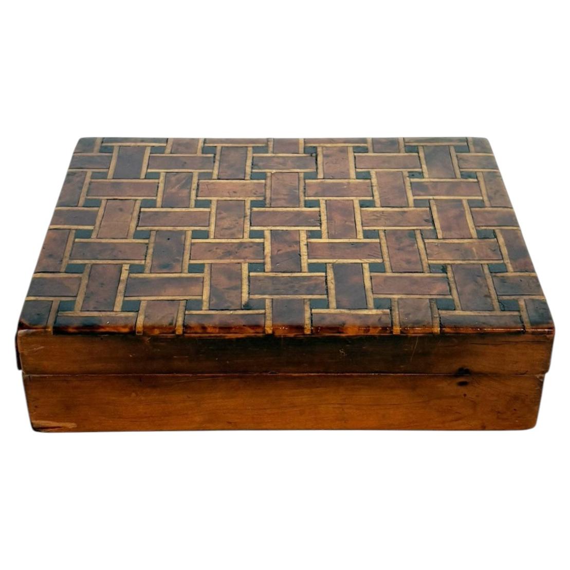 Wooden Box with Geometric Decorations, France, 1940s For Sale
