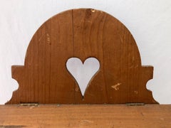 Wooden Box with Heart Cut Out, Hinged Lifting Top, Drawer and Porcelain Knobs