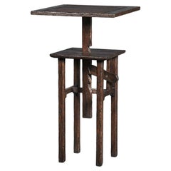 Wooden Brach Pedestal, the Table Top Can Be Lifted to Different Heights