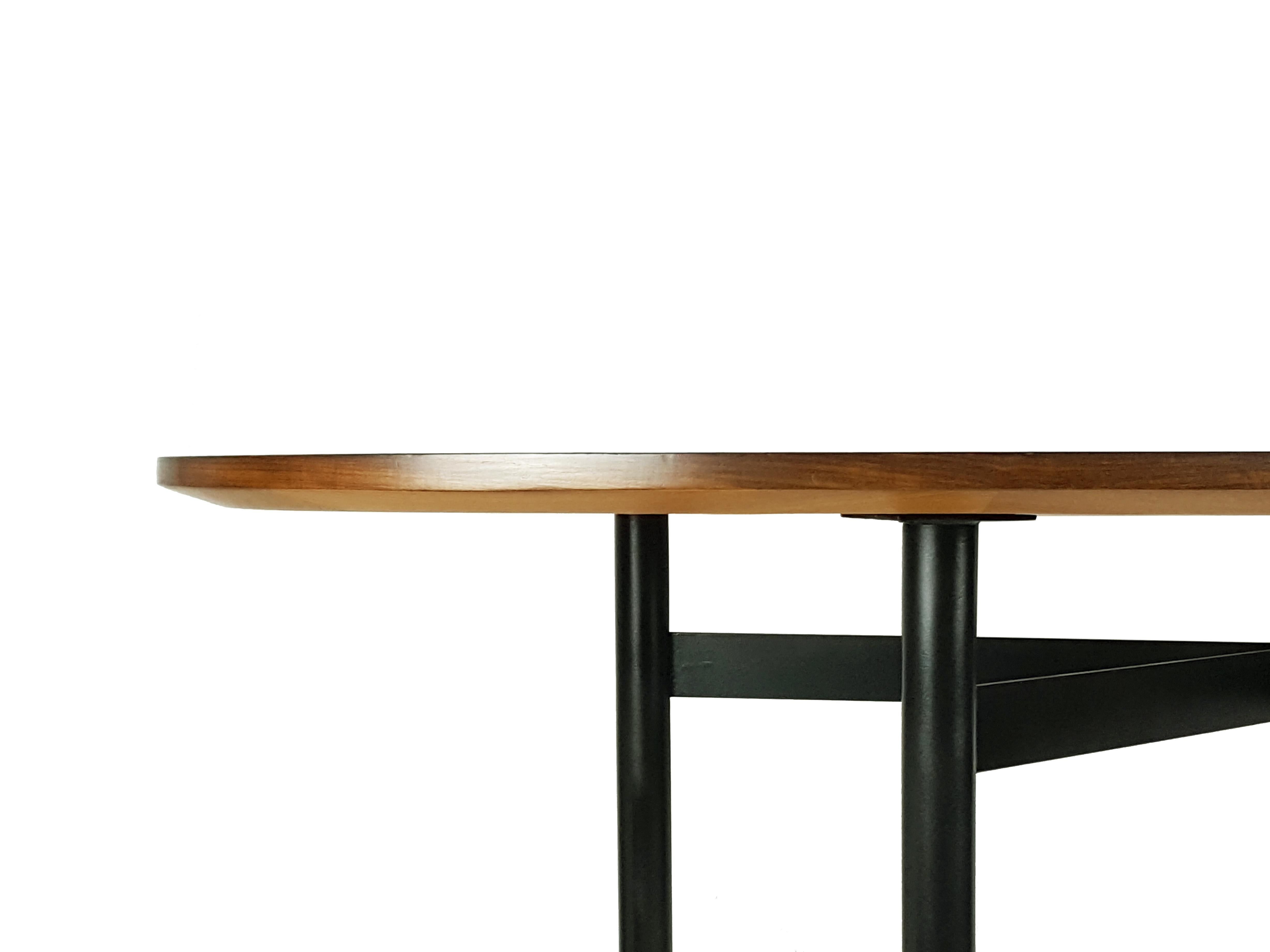 Mid-Century Modern Wooden Brass & Black Metal 1950s Dining Table in the Style of G. & v. Latis
