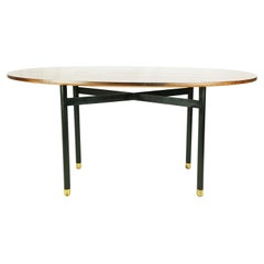 Wooden Brass & Black Metal 1950s Dining Table in the Style of G. & v. Latis