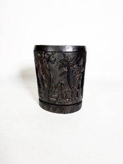 Wooden brush holder/trinket tray, Benin, 1950