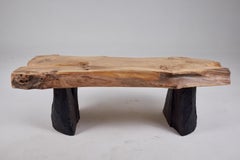 Banc/table brutaliste en bois Wabi-Sabi, naturel et écologique, Logniture