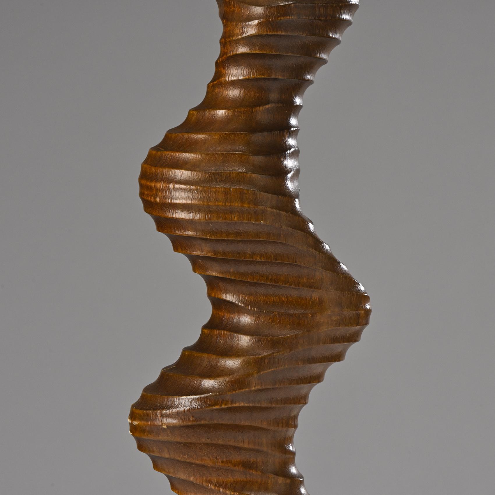 Swiss Wooden Brutalist Table Light, Temde Switzerland, circa 1970