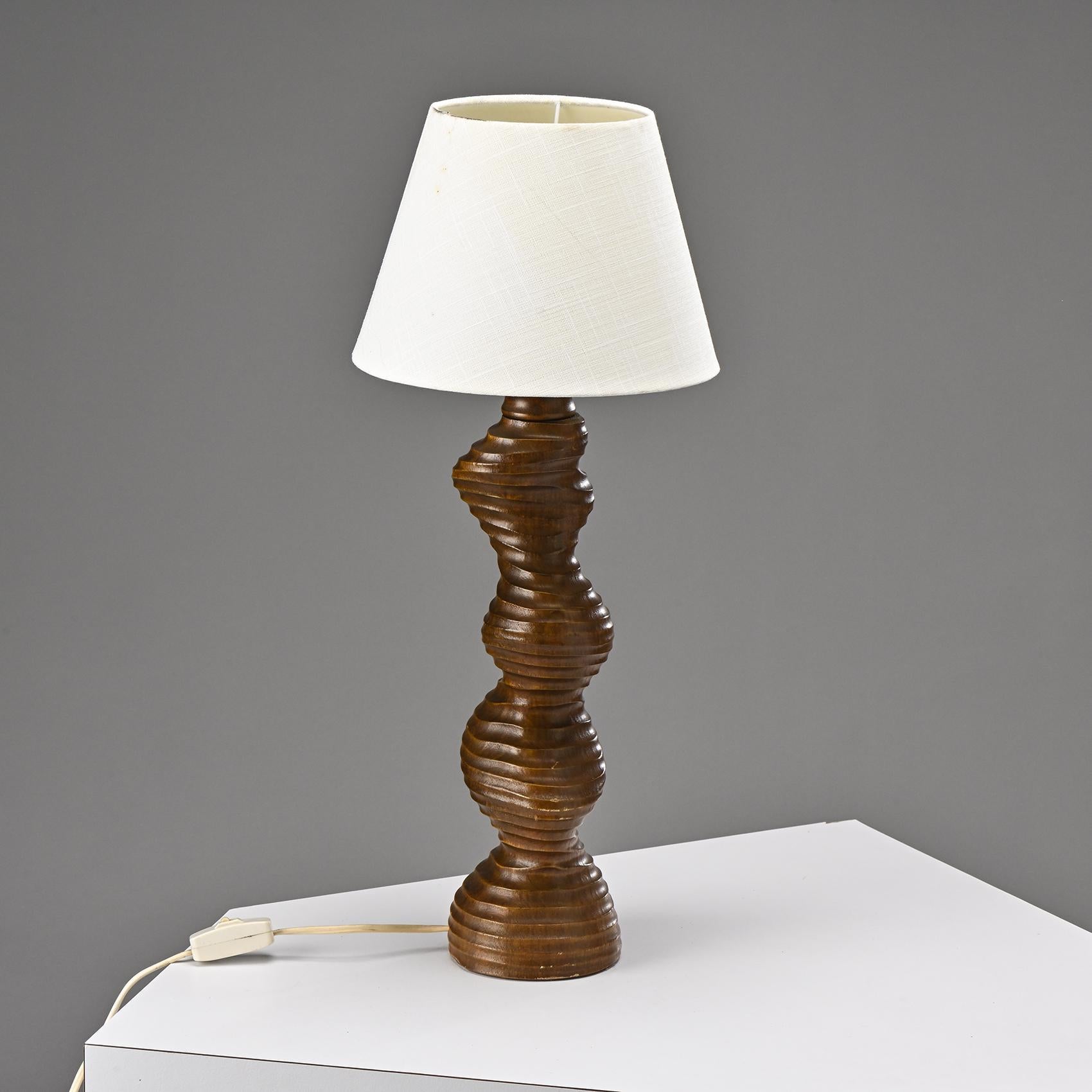 20th Century Wooden Brutalist Table Light, Temde Switzerland, circa 1970