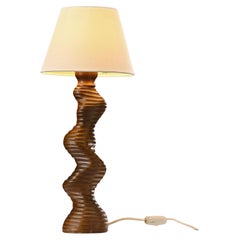 Wooden Brutalist Table Light, Temde Switzerland, circa 1970